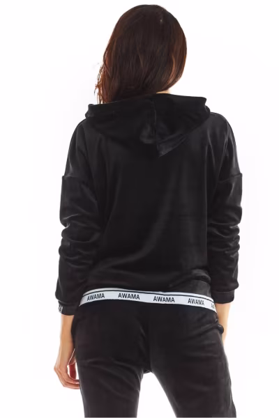 Bluza Damska Model A371 Black Welur - awama — zdjęcie 3
