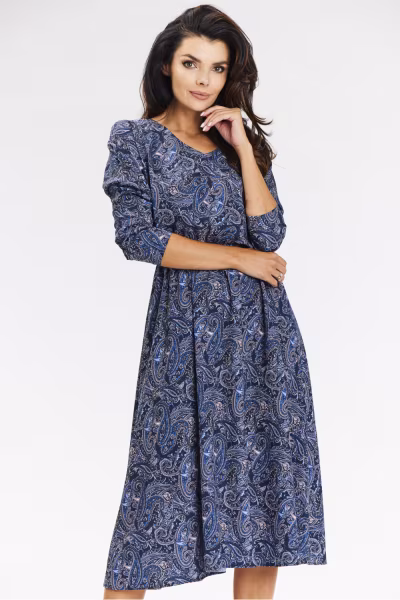 Sukienka Model A666 Navy Pattern - awama — zdjęcie 1