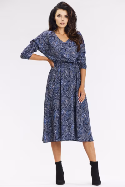 Sukienka Model A666 Navy Pattern - awama — zdjęcie 2