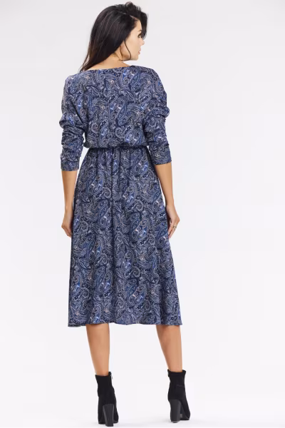 Sukienka Model A666 Navy Pattern - awama — zdjęcie 3