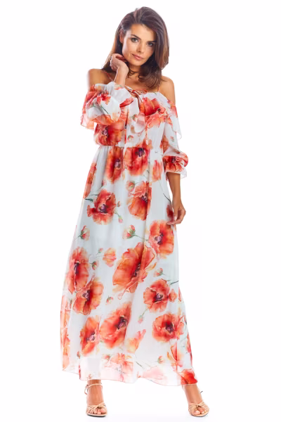 Sukienka Model A311 Red Flowers - awama — zdjęcie 1