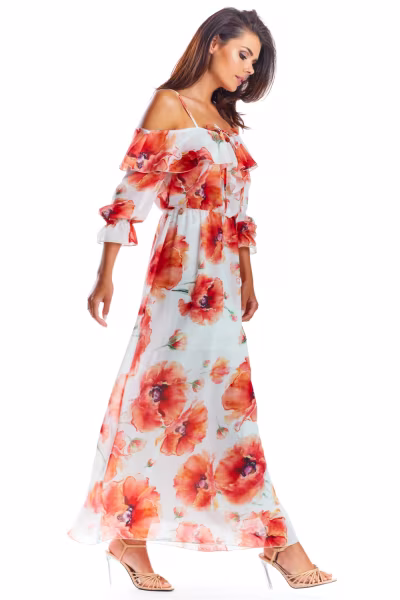 Sukienka Model A311 Red Flowers - awama — zdjęcie 2