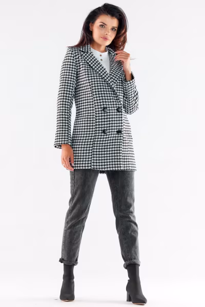 Płaszcz Damski Model A546 Houndstooth - awama — zdjęcie 1