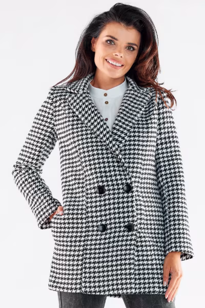 Płaszcz Damski Model A546 Houndstooth - awama — zdjęcie 3