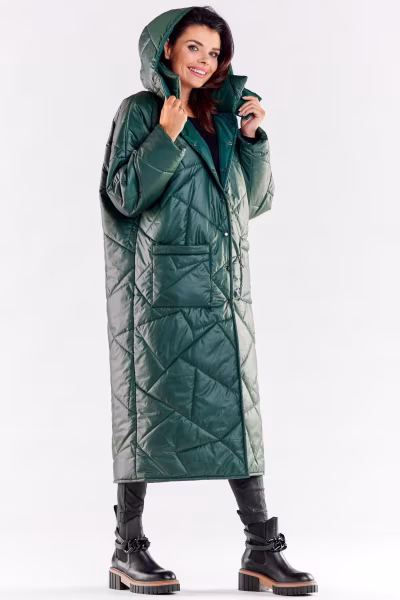 Płaszcz Damski Model A541 Green - awama — zdjęcie 2