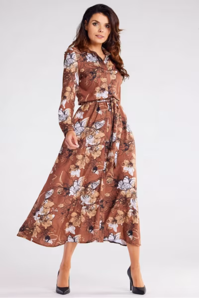 Sukienka Model A467 Brown Pattern - awama — zdjęcie 1