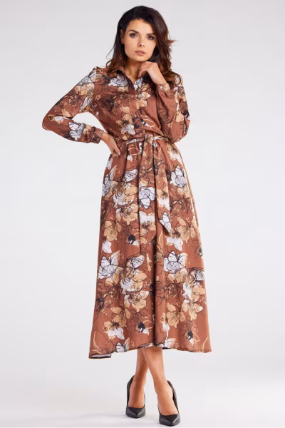 Sukienka Model A467 Brown Pattern - awama — zdjęcie 3