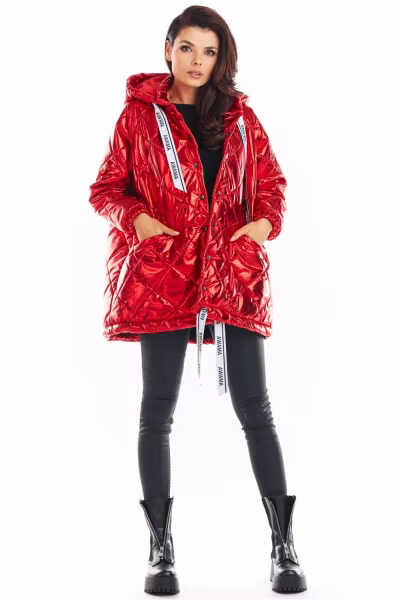 Kurtka Damska Model A385 Red Pikówka - awama — zdjęcie 2