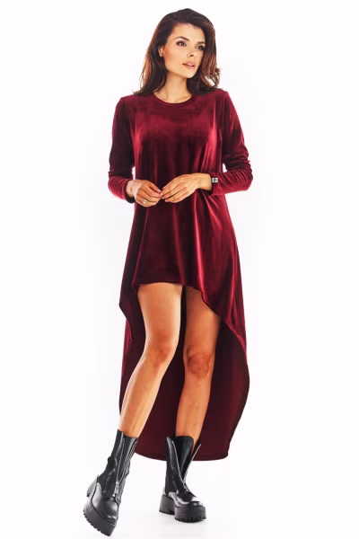 Sukienka Model A379 Bordo Welur - awama — zdjęcie 1