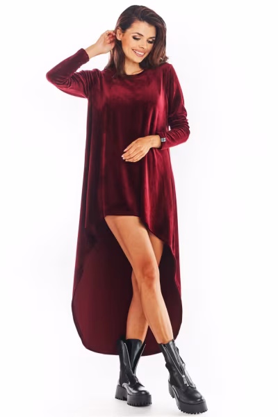 Sukienka Model A379 Bordo Welur - awama — zdjęcie 2