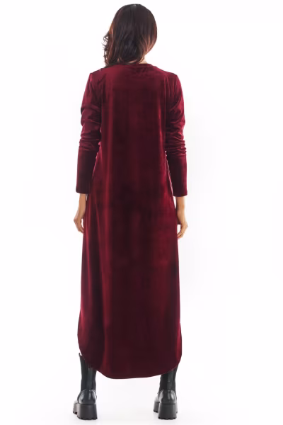 Sukienka Model A379 Bordo Welur - awama — zdjęcie 3