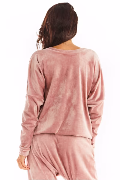 Bluza Damska Model A376 Pink Welur - awama — zdjęcie 3