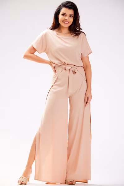 Spodnie Damskie ModelA589 Beige - awama — zdjęcie 1