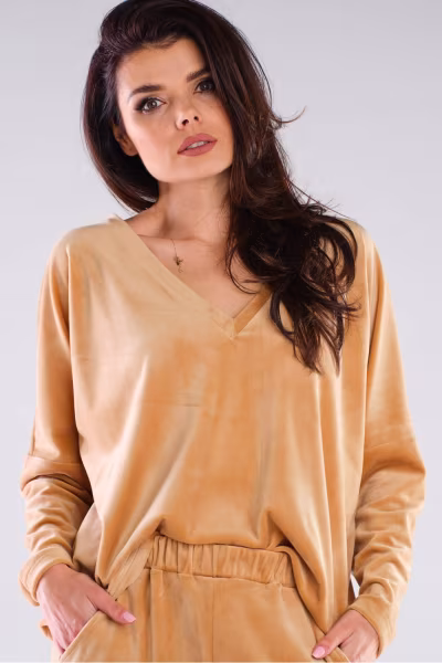 Bluzka Damska Model A417 Beige - awama — zdjęcie 1