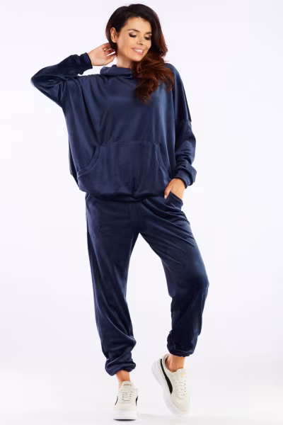 Spodnie Dresowe Model A459 Navy - awama — zdjęcie 2