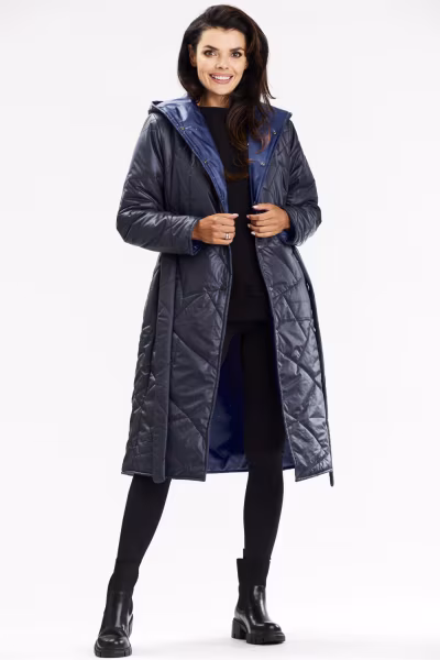 Płaszcz Damski Model A686 Navy - awama — zdjęcie 2