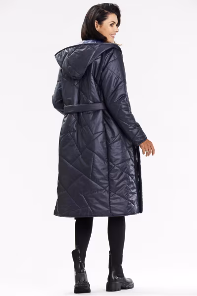 Płaszcz Damski Model A686 Navy - awama — zdjęcie 3