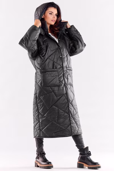 Płaszcz Damski Model A541 Black - awama — zdjęcie 2