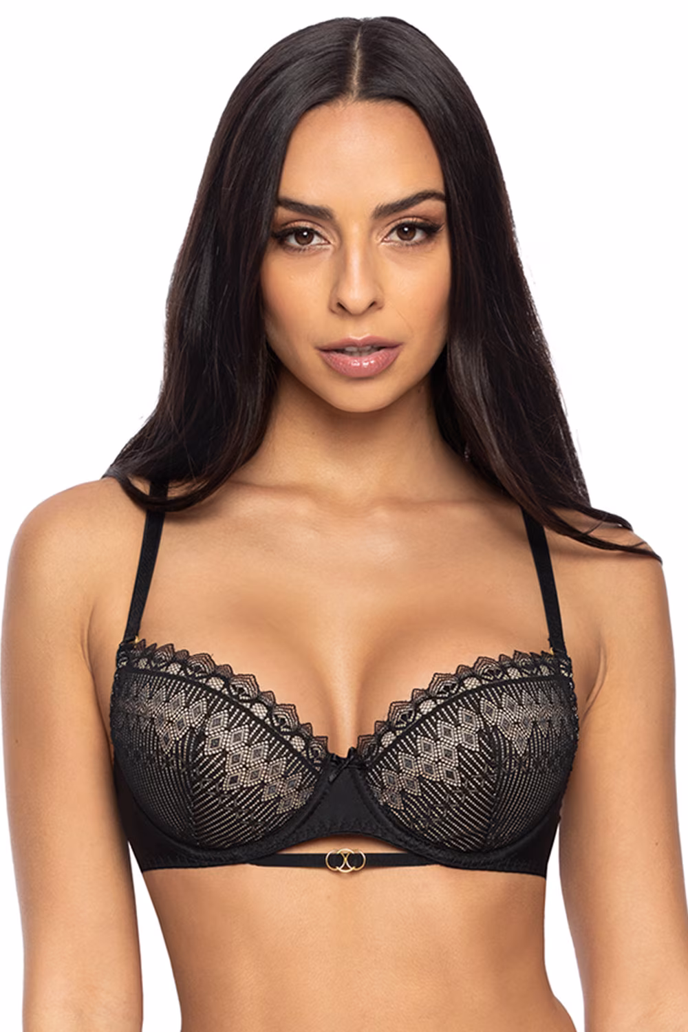 Biustonosz push up  Biustonosz Push-up Model 3539/11 Marion Black/Beige - Mat