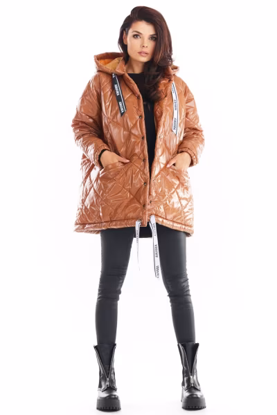Kurtka Damska Model A385 Beige Pikówka - awama — zdjęcie 2