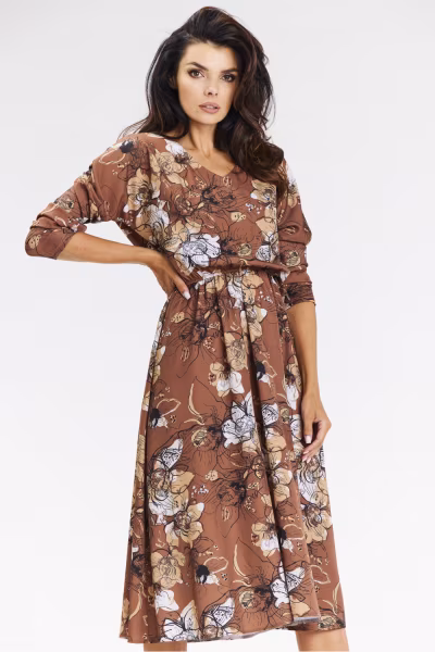 Sukienka Model A666 Brown Pattern - awama — zdjęcie 1