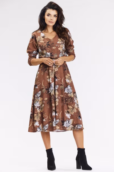 Sukienka Model A666 Brown Pattern - awama — zdjęcie 2