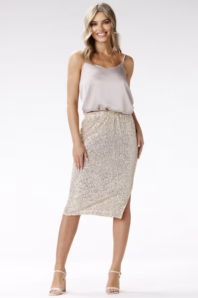 Spódnica Model A692 Beige - awama — zdjęcie 1