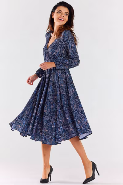Sukienka Model A466 Navy Pattern - awama — zdjęcie 3