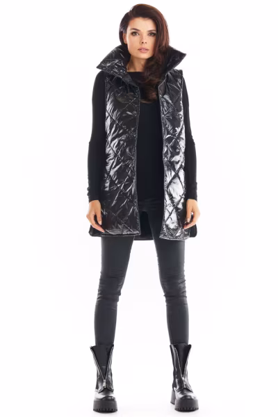 Kamizelka Damska Model A383 Black Pikówka - awama — zdjęcie 2
