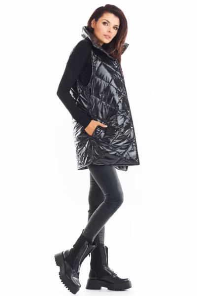 Kamizelka Damska Model A383 Black Pikówka - awama — zdjęcie 3