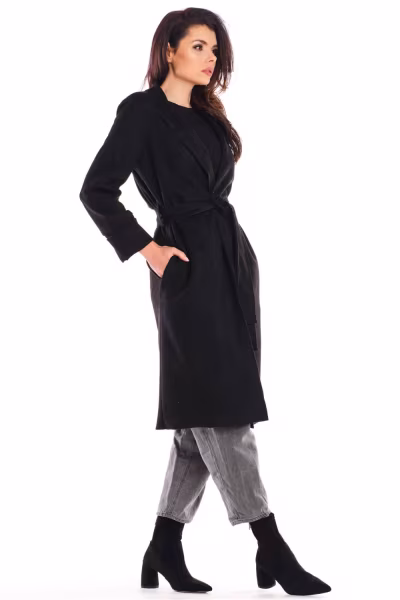 Płaszcz Damski Model A464 Black - awama — zdjęcie 3