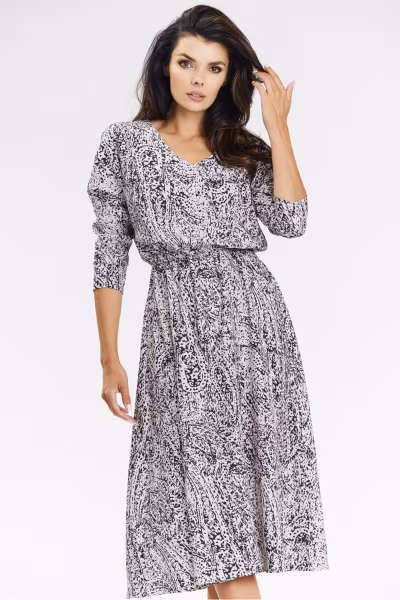 Sukienka Model A666 Black/White Pattern - awama — zdjęcie 1