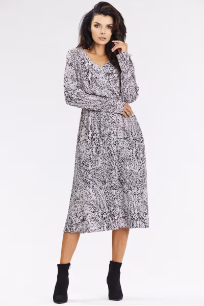 Sukienka Model A666 Black/White Pattern - awama — zdjęcie 2