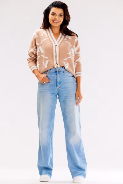 Sweter Damski Model A614 Beige - awama — zdjęcie 2