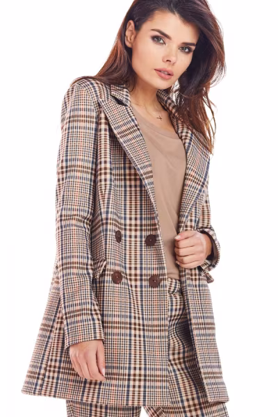 Żakiet Model A364 Brown Krata - awama — zdjęcie 1