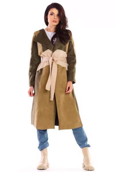 Płaszcz Damski Model A463 Khaki - awama — zdjęcie 1