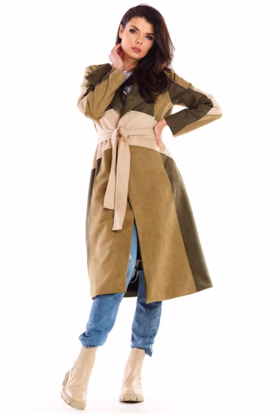 Płaszcz Damski Model A463 Khaki - awama — zdjęcie 2