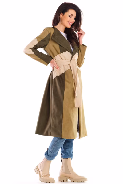 Płaszcz Damski Model A463 Khaki - awama — zdjęcie 3