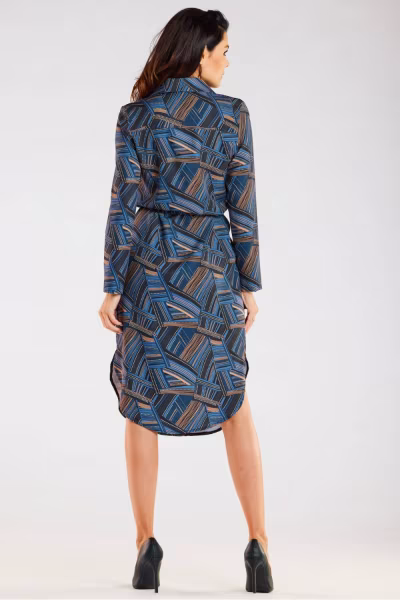 Sukienka Model A465 Navy/Brown Pattern - awama — zdjęcie 3