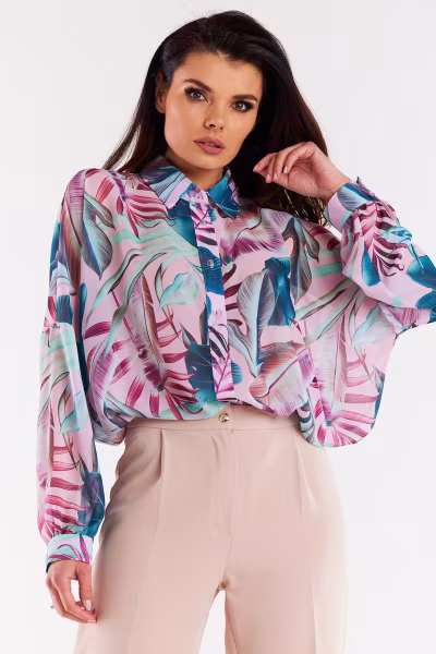 Koszula Damska Model A513 Tropical - awama — zdjęcie 2