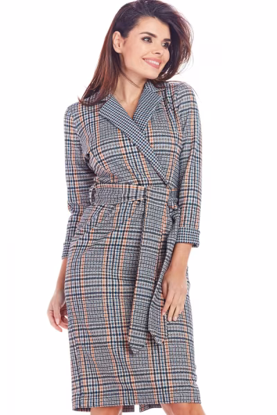 Sukienka Model A362 Navy Krata - awama — zdjęcie 1