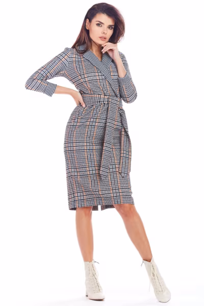 Sukienka Model A362 Navy Krata - awama — zdjęcie 2
