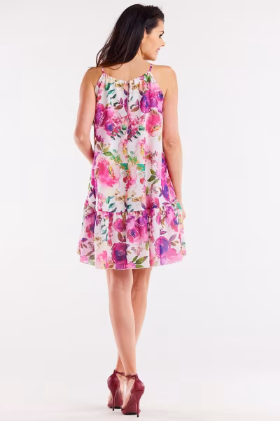 Sukienka Model A499 Pink/White - awama — zdjęcie 3