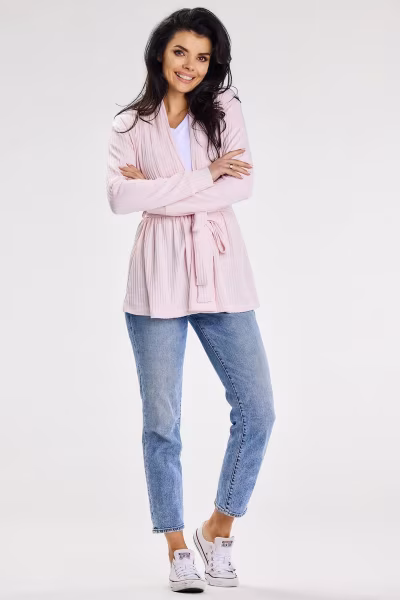Sweter Kardigan Model A655 Powder Pink - awama — zdjęcie 1