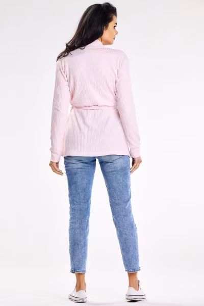 Sweter Kardigan Model A655 Powder Pink - awama — zdjęcie 3
