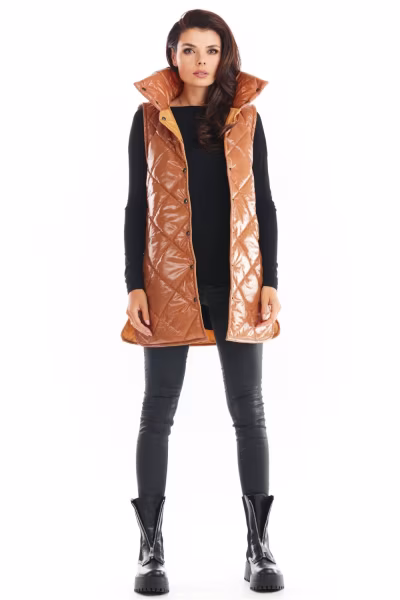 Kamizelka Damska Model A383 Beige Pikówka - awama — zdjęcie 2