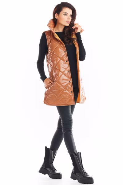 Kamizelka Damska Model A383 Beige Pikówka - awama — zdjęcie 3
