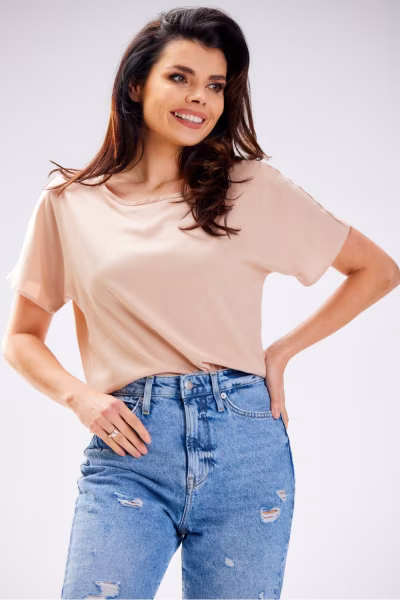 Bluzka Model A588 Beige - awama — zdjęcie 1