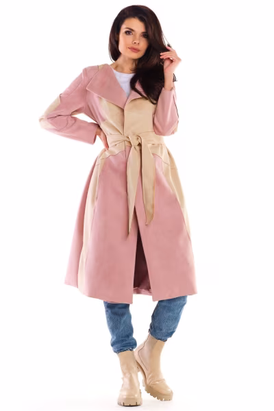 Płaszcz  Damski Model A463 Powder Pink - awama — zdjęcie 1