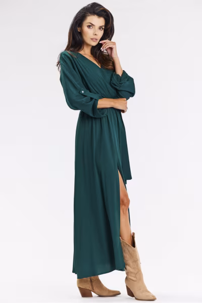 Sukienka Model A670 Bottle Green - awama — zdjęcie 2